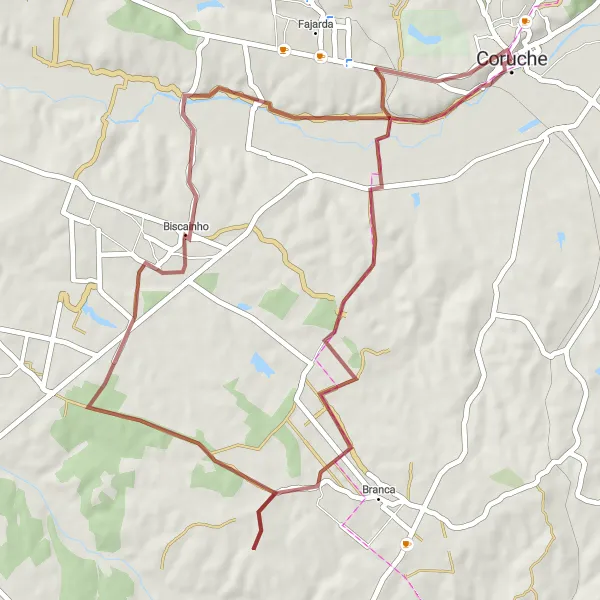 Map miniature of "Biscainho Exploration" cycling inspiration in Alentejo, Portugal. Generated by Tarmacs.app cycling route planner