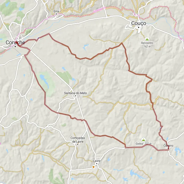 Miniatura do mapa de inspiração para ciclismo "Rota dos Tesouros Ocultos de Alentejo" em Alentejo, Portugal. Gerado pelo planejador de rotas de ciclismo Tarmacs.app