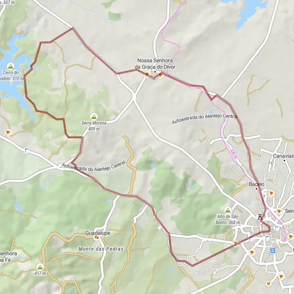 Miniatura do mapa de inspiração para ciclismo "Rota do Forte de Santo António" em Alentejo, Portugal. Gerado pelo planejador de rotas de ciclismo Tarmacs.app