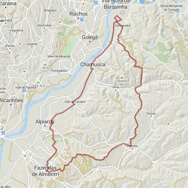 Miniatura do mapa de inspiração para ciclismo "Roteiro de Ciclismo em Gravel com 93km" em Alentejo, Portugal. Gerado pelo planejador de rotas de ciclismo Tarmacs.app