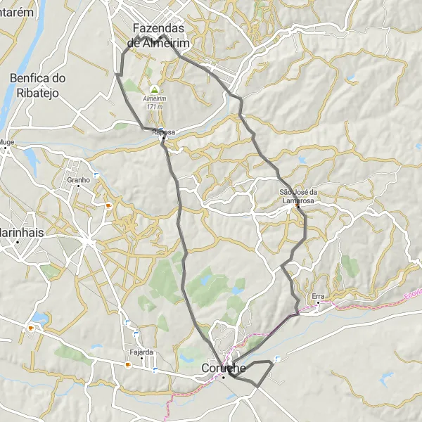 Miniatura do mapa de inspiração para ciclismo "Roteiro de Ciclismo em Estrada com 74km" em Alentejo, Portugal. Gerado pelo planejador de rotas de ciclismo Tarmacs.app