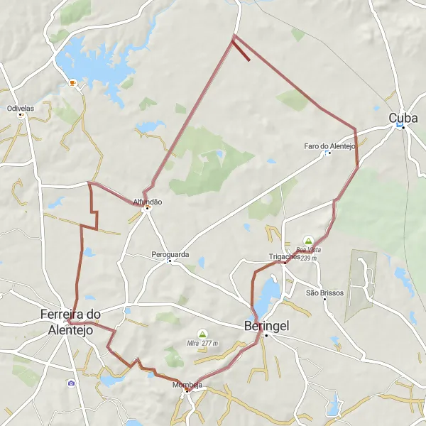 Miniatura do mapa de inspiração para ciclismo "Exploração Rural do Alentejo" em Alentejo, Portugal. Gerado pelo planejador de rotas de ciclismo Tarmacs.app
