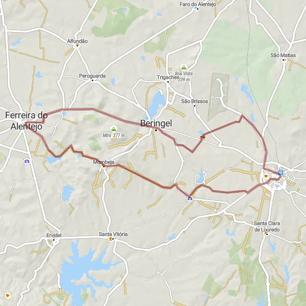 Miniatura do mapa de inspiração para ciclismo "Caminho pela Rota dos Monumentos Romanos" em Alentejo, Portugal. Gerado pelo planejador de rotas de ciclismo Tarmacs.app