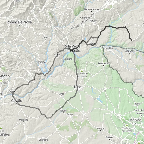 Miniatura do mapa de inspiração para ciclismo "Grande Circuito do Tejo" em Alentejo, Portugal. Gerado pelo planejador de rotas de ciclismo Tarmacs.app