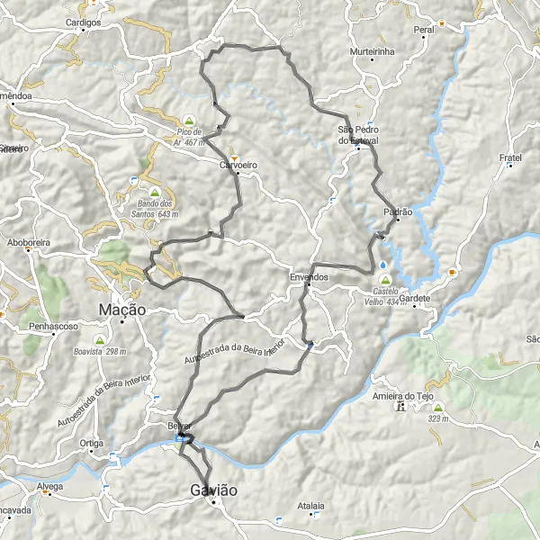 Miniatura do mapa de inspiração para ciclismo "Rota do Castelo de Belver" em Alentejo, Portugal. Gerado pelo planejador de rotas de ciclismo Tarmacs.app