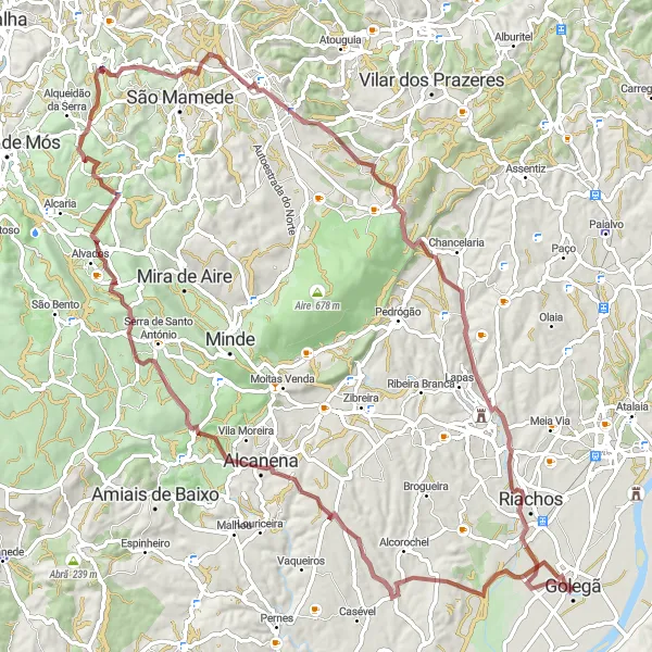 Miniatura do mapa de inspiração para ciclismo "Rota da Serra de Santo António" em Alentejo, Portugal. Gerado pelo planejador de rotas de ciclismo Tarmacs.app