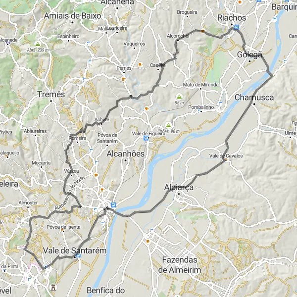 Miniatura do mapa de inspiração para ciclismo "Rota Cênica pelas Aldeias" em Alentejo, Portugal. Gerado pelo planejador de rotas de ciclismo Tarmacs.app