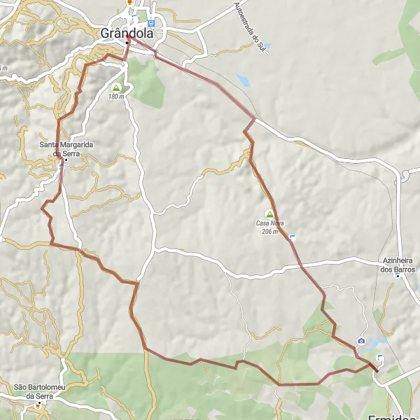 Miniatura do mapa de inspiração para ciclismo "Rota Megalítica" em Alentejo, Portugal. Gerado pelo planejador de rotas de ciclismo Tarmacs.app