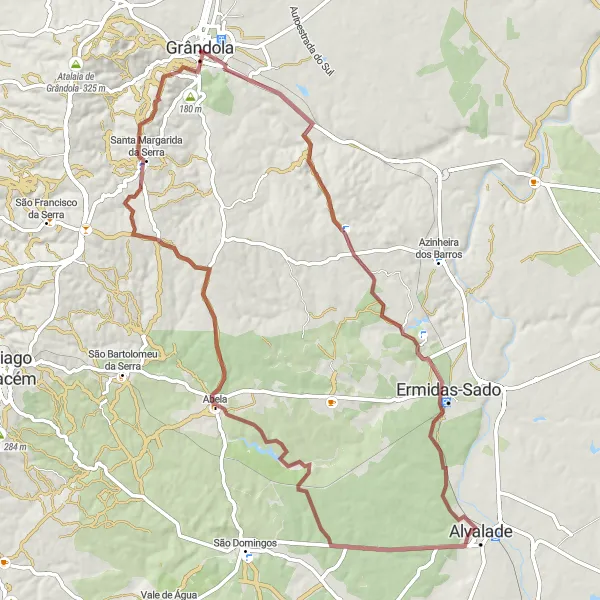 Miniatura do mapa de inspiração para ciclismo "Rota da Penha e Caveira" em Alentejo, Portugal. Gerado pelo planejador de rotas de ciclismo Tarmacs.app