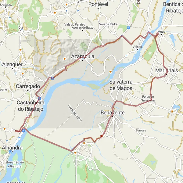 Miniatura do mapa de inspiração para ciclismo "Caminho do Almansor" em Alentejo, Portugal. Gerado pelo planejador de rotas de ciclismo Tarmacs.app