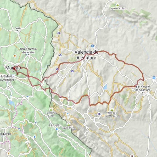 Miniatura do mapa de inspiração para ciclismo "Rota dos Dolmens e Castelo" em Alentejo, Portugal. Gerado pelo planejador de rotas de ciclismo Tarmacs.app
