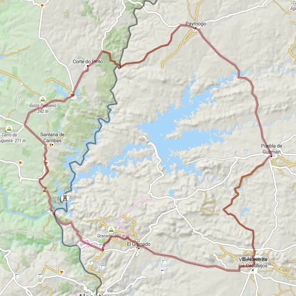 Miniatura do mapa de inspiração para ciclismo "Rota da Serra de Algarve" em Alentejo, Portugal. Gerado pelo planejador de rotas de ciclismo Tarmacs.app