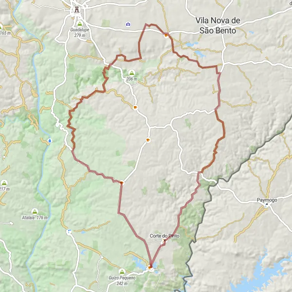 Miniatura do mapa de inspiração para ciclismo "Estrada Rural de Monte Novo" em Alentejo, Portugal. Gerado pelo planejador de rotas de ciclismo Tarmacs.app