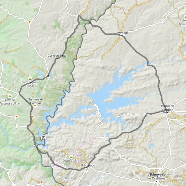 Miniatura do mapa de inspiração para ciclismo "Estrada do Vale Real" em Alentejo, Portugal. Gerado pelo planejador de rotas de ciclismo Tarmacs.app