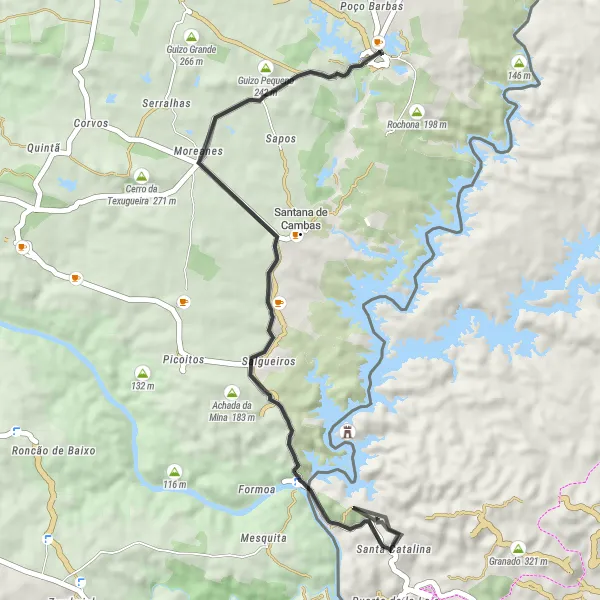 Miniatura do mapa de inspiração para ciclismo "Caminho das Minas de São Domingos de Lapinha" em Alentejo, Portugal. Gerado pelo planejador de rotas de ciclismo Tarmacs.app