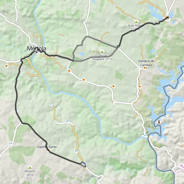 Miniatura do mapa de inspiração para ciclismo "Rota de Ciclismo Road das Minas de São Domingos" em Alentejo, Portugal. Gerado pelo planejador de rotas de ciclismo Tarmacs.app