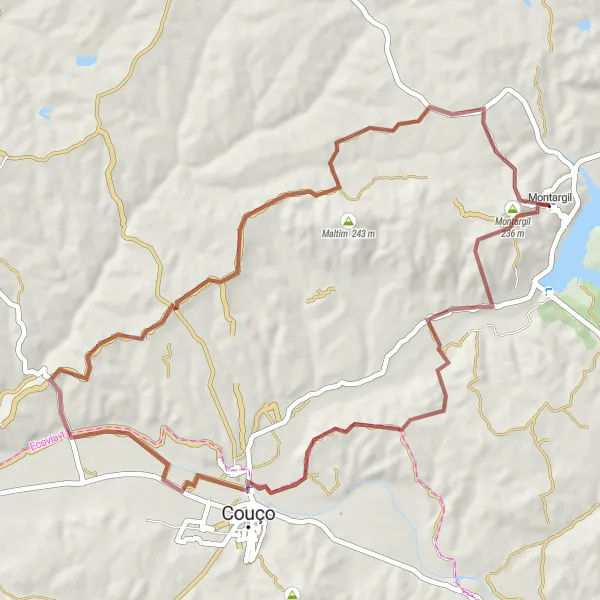 Miniatura do mapa de inspiração para ciclismo "Rota Circular em Montargil" em Alentejo, Portugal. Gerado pelo planejador de rotas de ciclismo Tarmacs.app