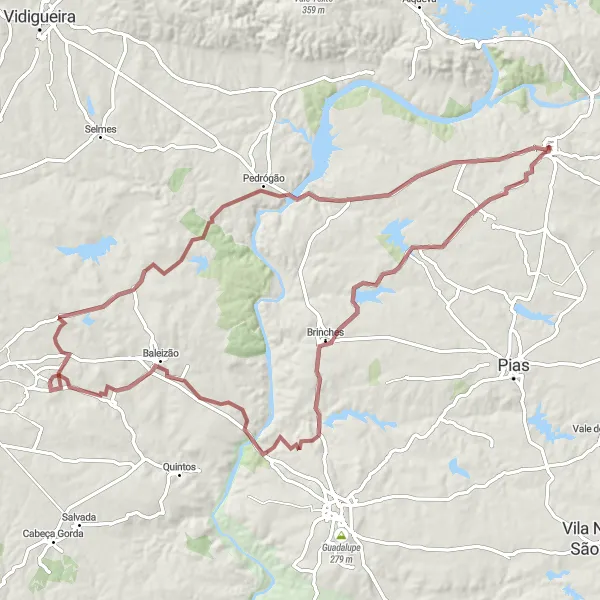 Miniatura do mapa de inspiração para ciclismo "Rota do Alqueva Gravel" em Alentejo, Portugal. Gerado pelo planejador de rotas de ciclismo Tarmacs.app