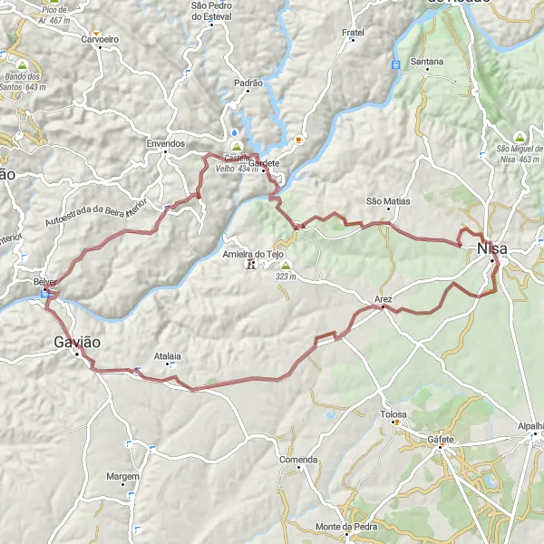 Miniatura do mapa de inspiração para ciclismo "Rota de Gravel do Castelo Velho" em Alentejo, Portugal. Gerado pelo planejador de rotas de ciclismo Tarmacs.app