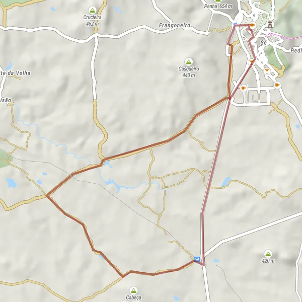 Map miniature of "The Portalegre Loop" cycling inspiration in Alentejo, Portugal. Generated by Tarmacs.app cycling route planner