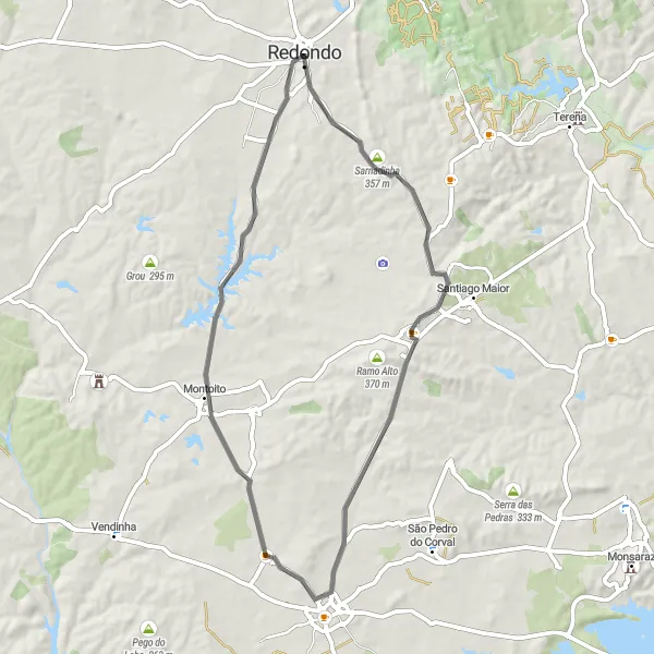Miniatura do mapa de inspiração para ciclismo "Rota dos Vinhos" em Alentejo, Portugal. Gerado pelo planejador de rotas de ciclismo Tarmacs.app