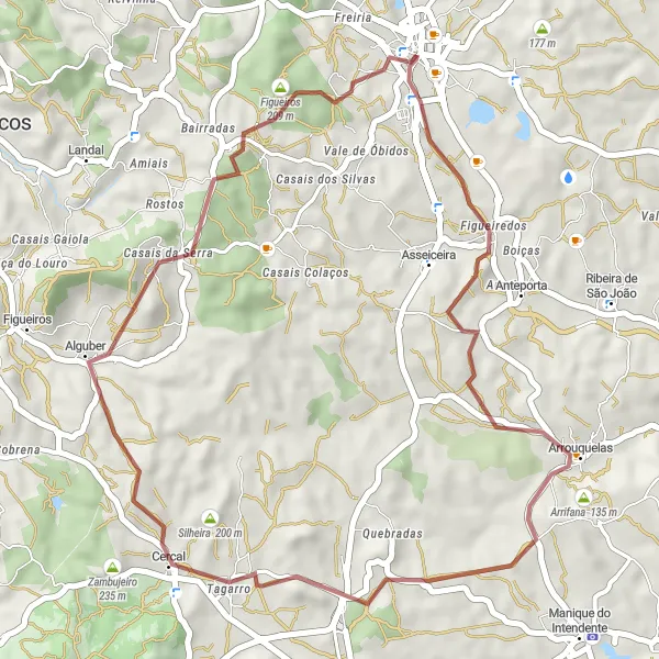 Miniatura do mapa de inspiração para ciclismo "Trilhas Rústicas de Alentejo" em Alentejo, Portugal. Gerado pelo planejador de rotas de ciclismo Tarmacs.app