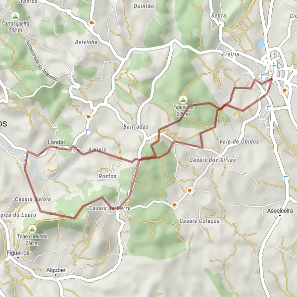 Miniatura do mapa de inspiração para ciclismo "Rota da Natureza e Tradição" em Alentejo, Portugal. Gerado pelo planejador de rotas de ciclismo Tarmacs.app