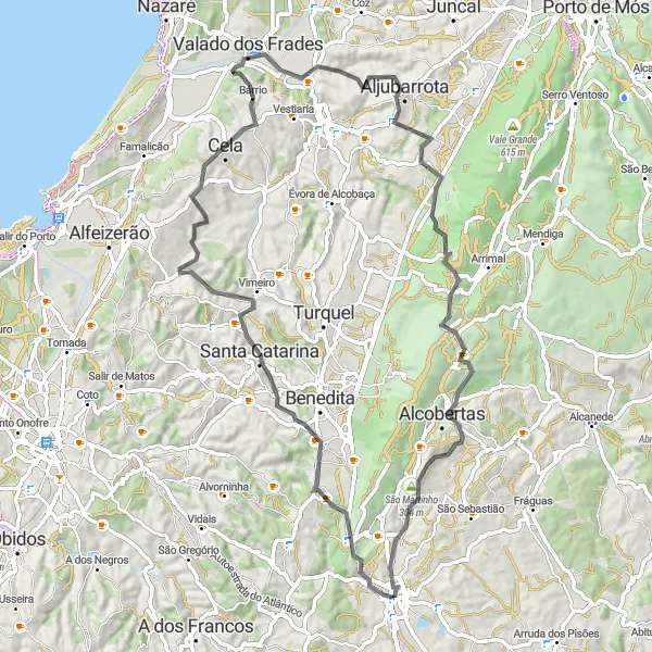 Miniatura do mapa de inspiração para ciclismo "Rota das Colinas e Vistas Panorâmicas" em Alentejo, Portugal. Gerado pelo planejador de rotas de ciclismo Tarmacs.app