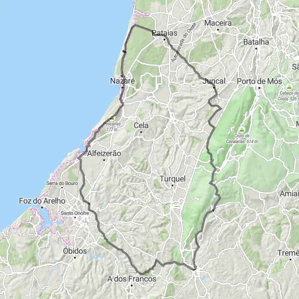 Miniatura do mapa de inspiração para ciclismo "Rota Costeira e Rural" em Alentejo, Portugal. Gerado pelo planejador de rotas de ciclismo Tarmacs.app