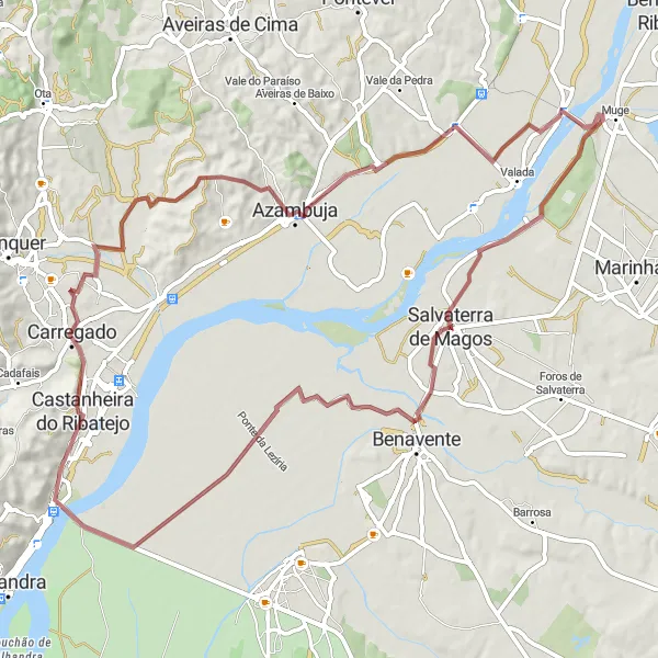 Miniatura do mapa de inspiração para ciclismo "Circuito dos Rios" em Alentejo, Portugal. Gerado pelo planejador de rotas de ciclismo Tarmacs.app
