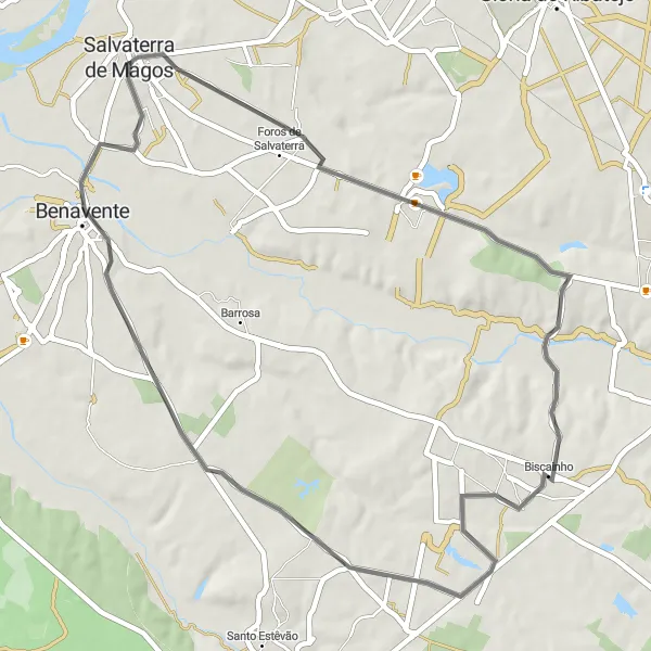 Miniatura do mapa de inspiração para ciclismo "Travessia das Aldeias" em Alentejo, Portugal. Gerado pelo planejador de rotas de ciclismo Tarmacs.app