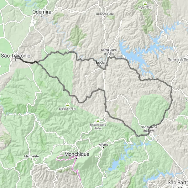 Miniatura do mapa de inspiração para ciclismo "Rota das Colinas e Vales" em Alentejo, Portugal. Gerado pelo planejador de rotas de ciclismo Tarmacs.app