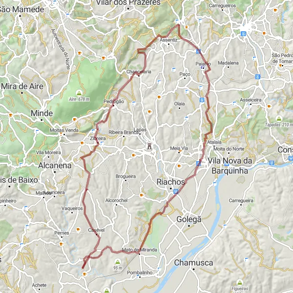 Miniatura do mapa de inspiração para ciclismo "Rota de Gravel até aos Moinhos de Pena" em Alentejo, Portugal. Gerado pelo planejador de rotas de ciclismo Tarmacs.app