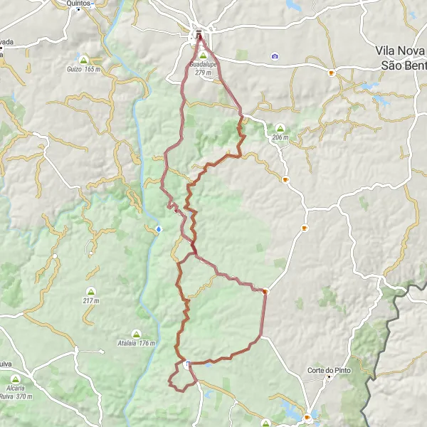 Miniatura do mapa de inspiração para ciclismo "Volta ao Castelo" em Alentejo, Portugal. Gerado pelo planejador de rotas de ciclismo Tarmacs.app