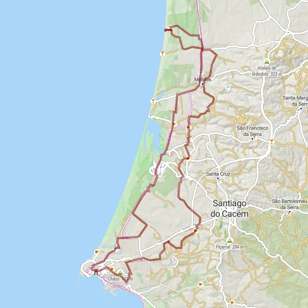 Miniatura do mapa de inspiração para ciclismo "Rota dos Castelos" em Alentejo, Portugal. Gerado pelo planejador de rotas de ciclismo Tarmacs.app