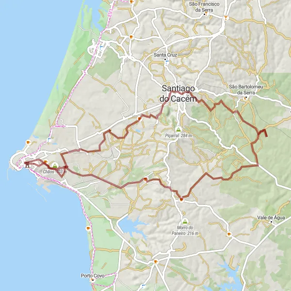 Miniatura do mapa de inspiração para ciclismo "Caminho das Colinas Alentejanas" em Alentejo, Portugal. Gerado pelo planejador de rotas de ciclismo Tarmacs.app