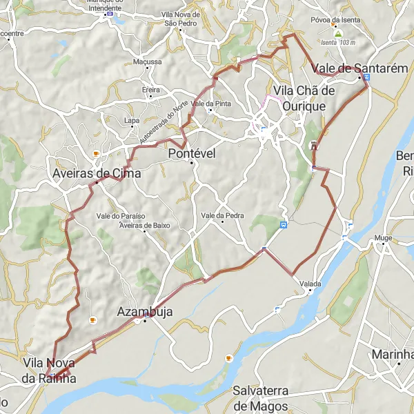 Miniatura do mapa de inspiração para ciclismo "Azambuja Gravel Adventure" em Alentejo, Portugal. Gerado pelo planejador de rotas de ciclismo Tarmacs.app