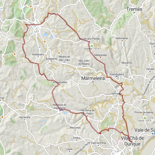 Miniatura do mapa de inspiração para ciclismo "Rota dos Vilarejos Rurais" em Alentejo, Portugal. Gerado pelo planejador de rotas de ciclismo Tarmacs.app
