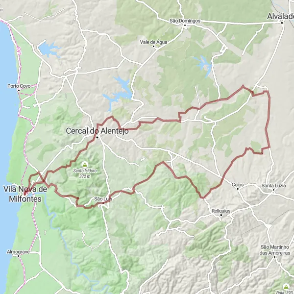 Miniatura do mapa de inspiração para ciclismo "Circuito da Natureza Alentejana" em Alentejo, Portugal. Gerado pelo planejador de rotas de ciclismo Tarmacs.app