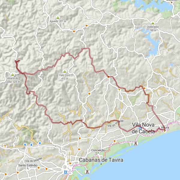 Miniatura do mapa de inspiração para ciclismo "Rota de Ciclismo de Gravel Vila Nova de Cacela - Altura" em Algarve, Portugal. Gerado pelo planejador de rotas de ciclismo Tarmacs.app