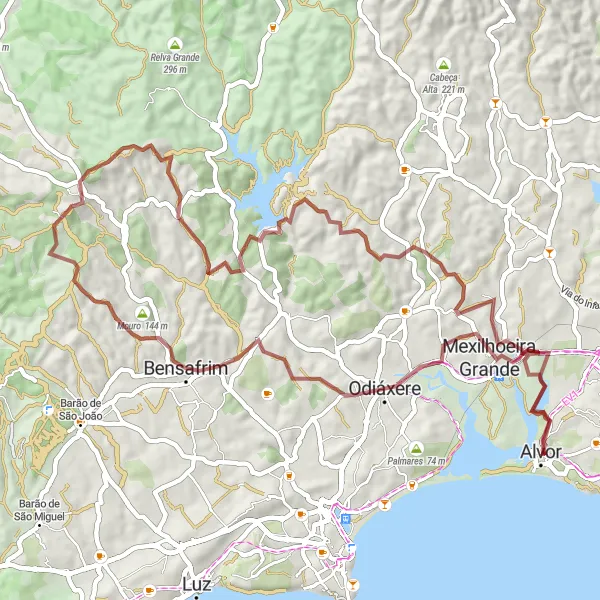 Miniatura do mapa de inspiração para ciclismo "Caminho dos Castelos" em Algarve, Portugal. Gerado pelo planejador de rotas de ciclismo Tarmacs.app