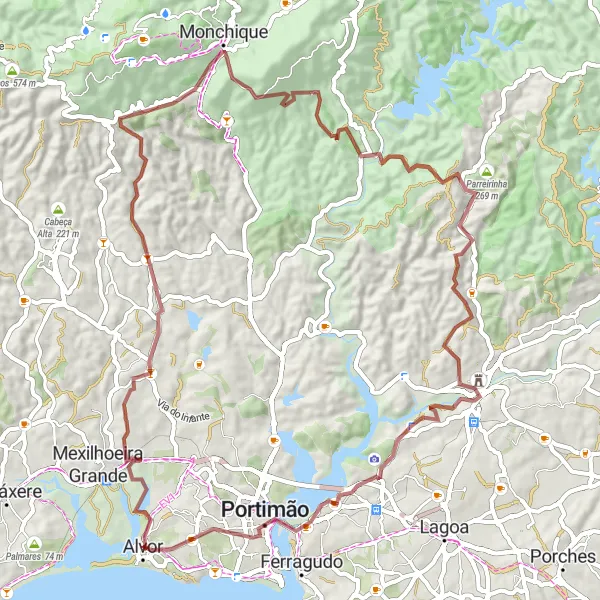 Miniatura do mapa de inspiração para ciclismo "Trilho Gravel Alvor - Castelo de Alvor" em Algarve, Portugal. Gerado pelo planejador de rotas de ciclismo Tarmacs.app