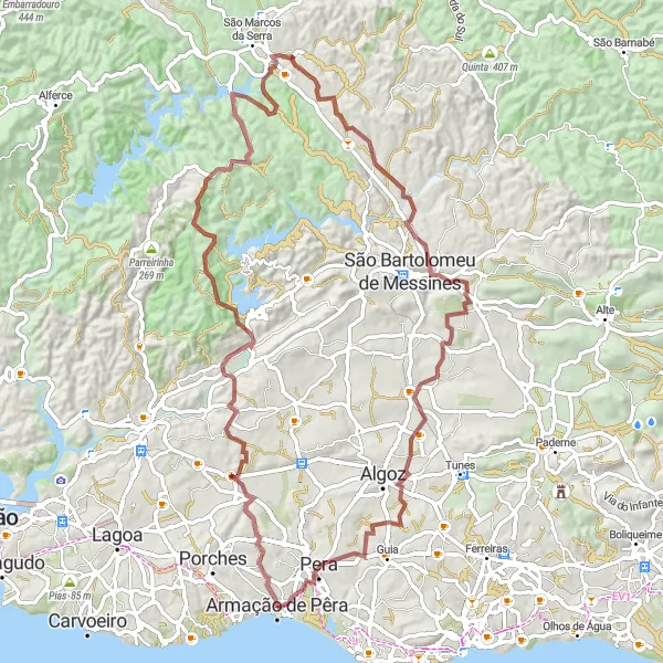 Map miniature of "Off-Road Adventure to Forte de Santo António da Pedra da Galé" cycling inspiration in Algarve, Portugal. Generated by Tarmacs.app cycling route planner