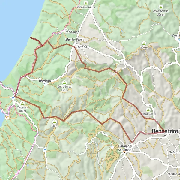 Miniatura do mapa de inspiração para ciclismo "Rota do Litoral" em Algarve, Portugal. Gerado pelo planejador de rotas de ciclismo Tarmacs.app