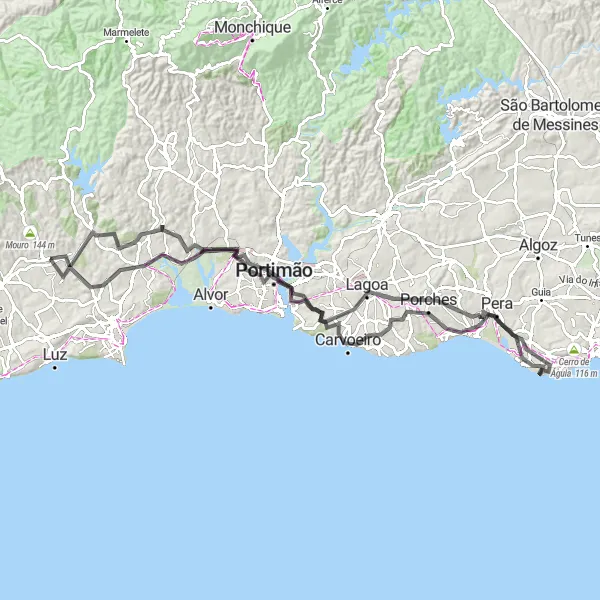 Miniatura do mapa de inspiração para ciclismo "Rota da Costa" em Algarve, Portugal. Gerado pelo planejador de rotas de ciclismo Tarmacs.app