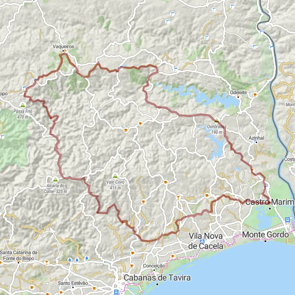 Miniatura do mapa de inspiração para ciclismo "Rota de Ciclismo de Gravel Casa Mercador" em Algarve, Portugal. Gerado pelo planejador de rotas de ciclismo Tarmacs.app