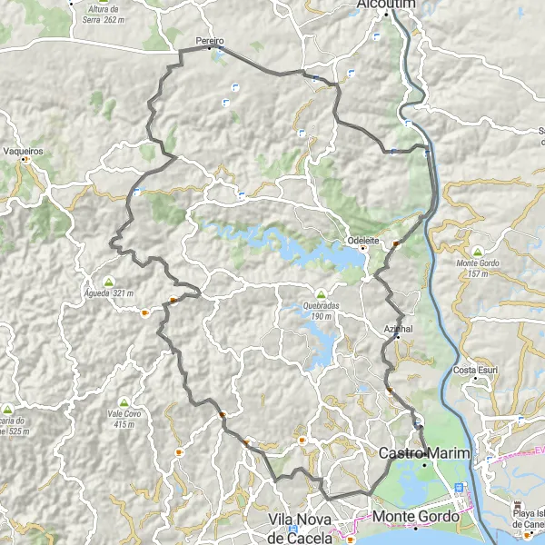 Miniatura do mapa de inspiração para ciclismo "Exploração Ciclística em Alta Mora" em Algarve, Portugal. Gerado pelo planejador de rotas de ciclismo Tarmacs.app