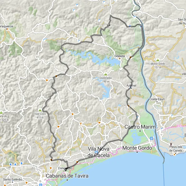 Miniatura do mapa de inspiração para ciclismo "Rota do Miradouro Mirador" em Algarve, Portugal. Gerado pelo planejador de rotas de ciclismo Tarmacs.app