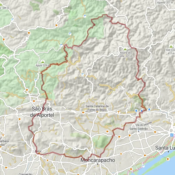 Miniatura do mapa de inspiração para ciclismo "Rota de Ciclismo em Caminhos de Terra até Mercador" em Algarve, Portugal. Gerado pelo planejador de rotas de ciclismo Tarmacs.app