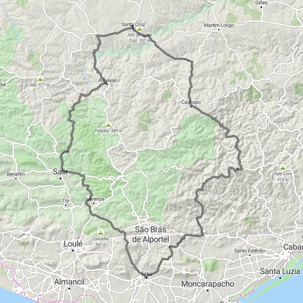 Map miniature of "Ultimate Algarve Challenge" cycling inspiration in Algarve, Portugal. Generated by Tarmacs.app cycling route planner